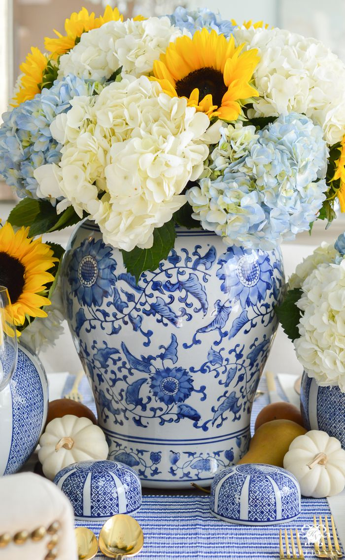 A Classic Blue And White Table For A Traditional for proportions 700 X 1135