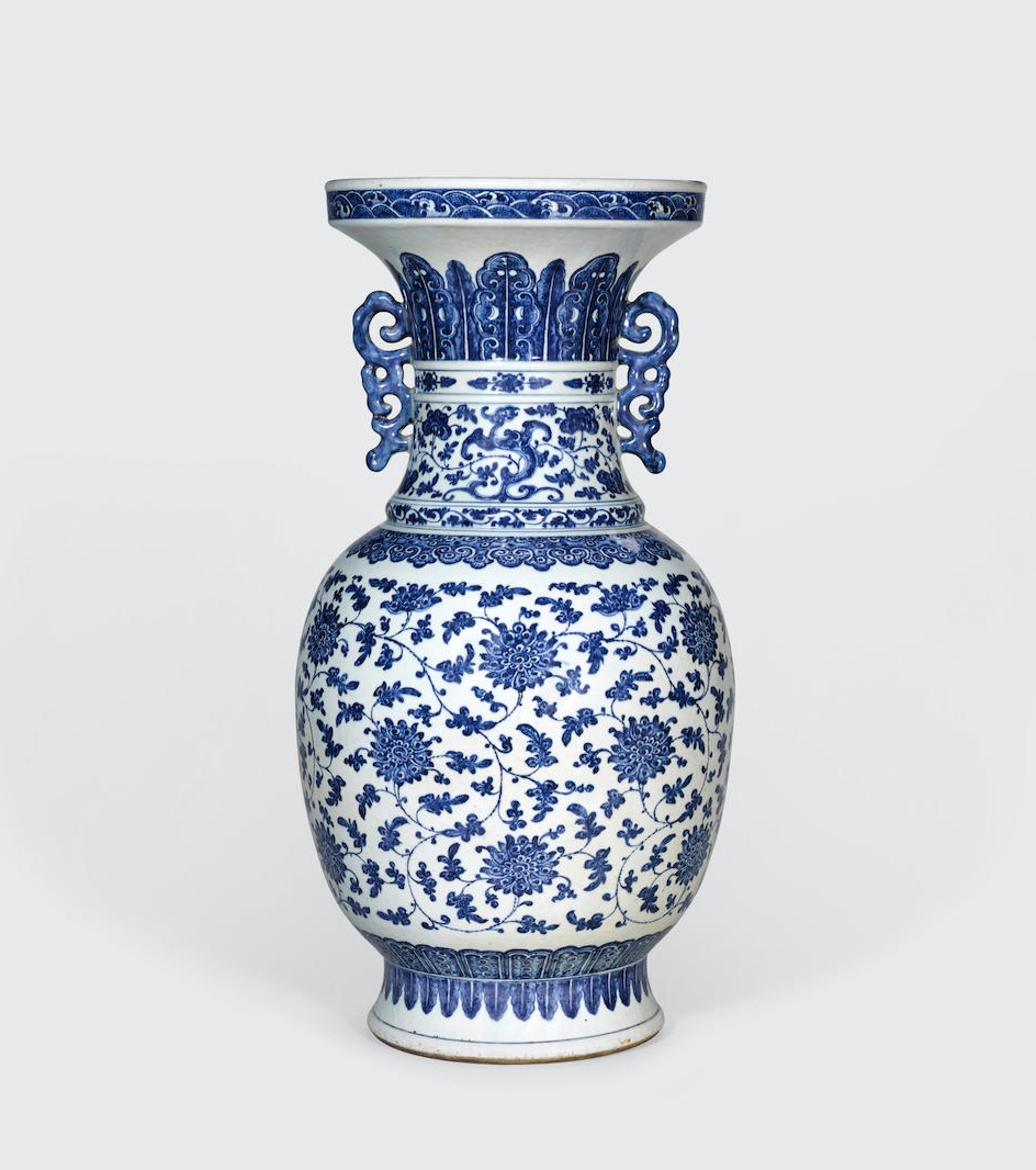 A Fine And Large Blue And White Archaistic Vase 18th 19th throughout measurements 944 X 1066