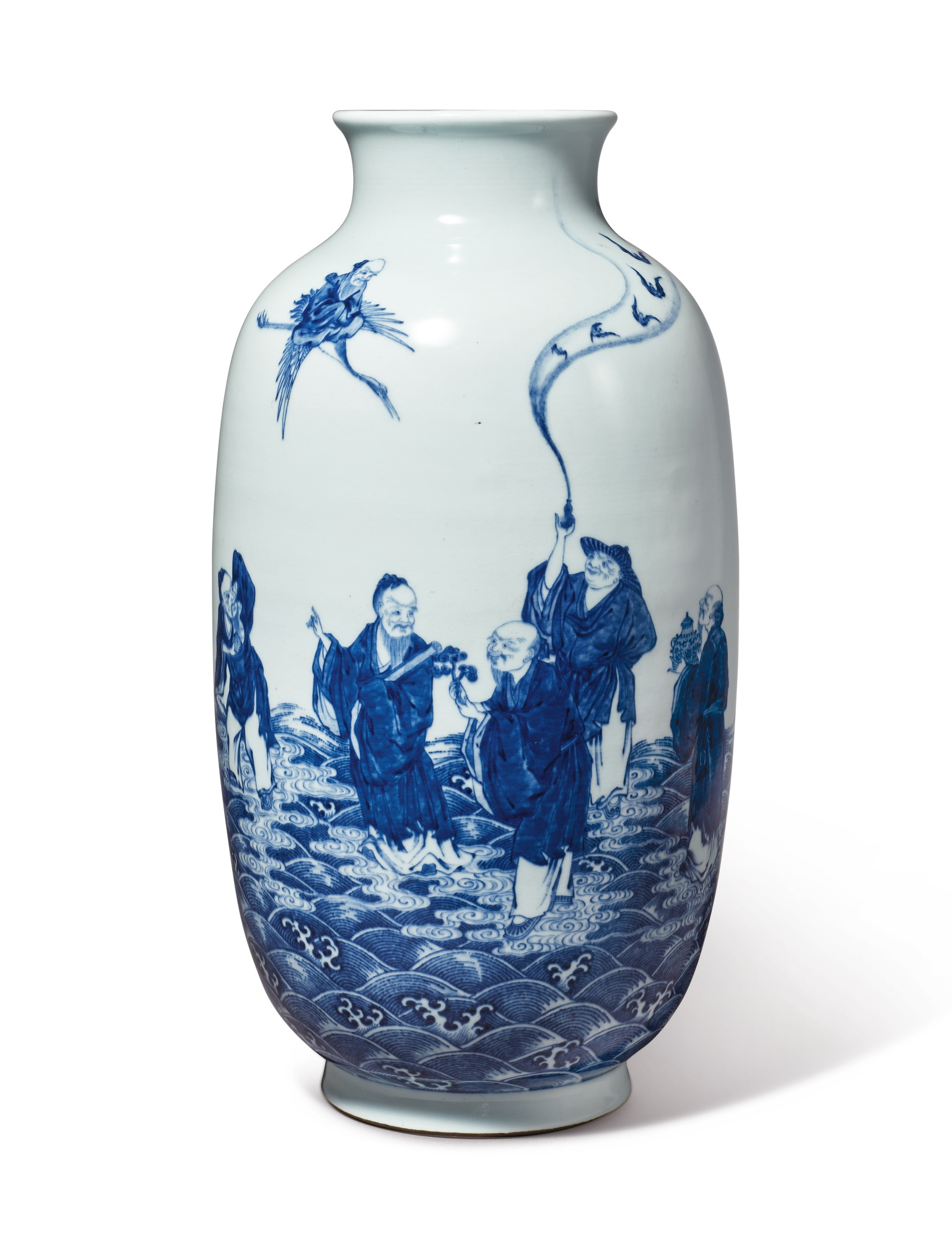 A Large And Extremely Rare Blue And White Immortals Vase with sizing 1537 X 2000