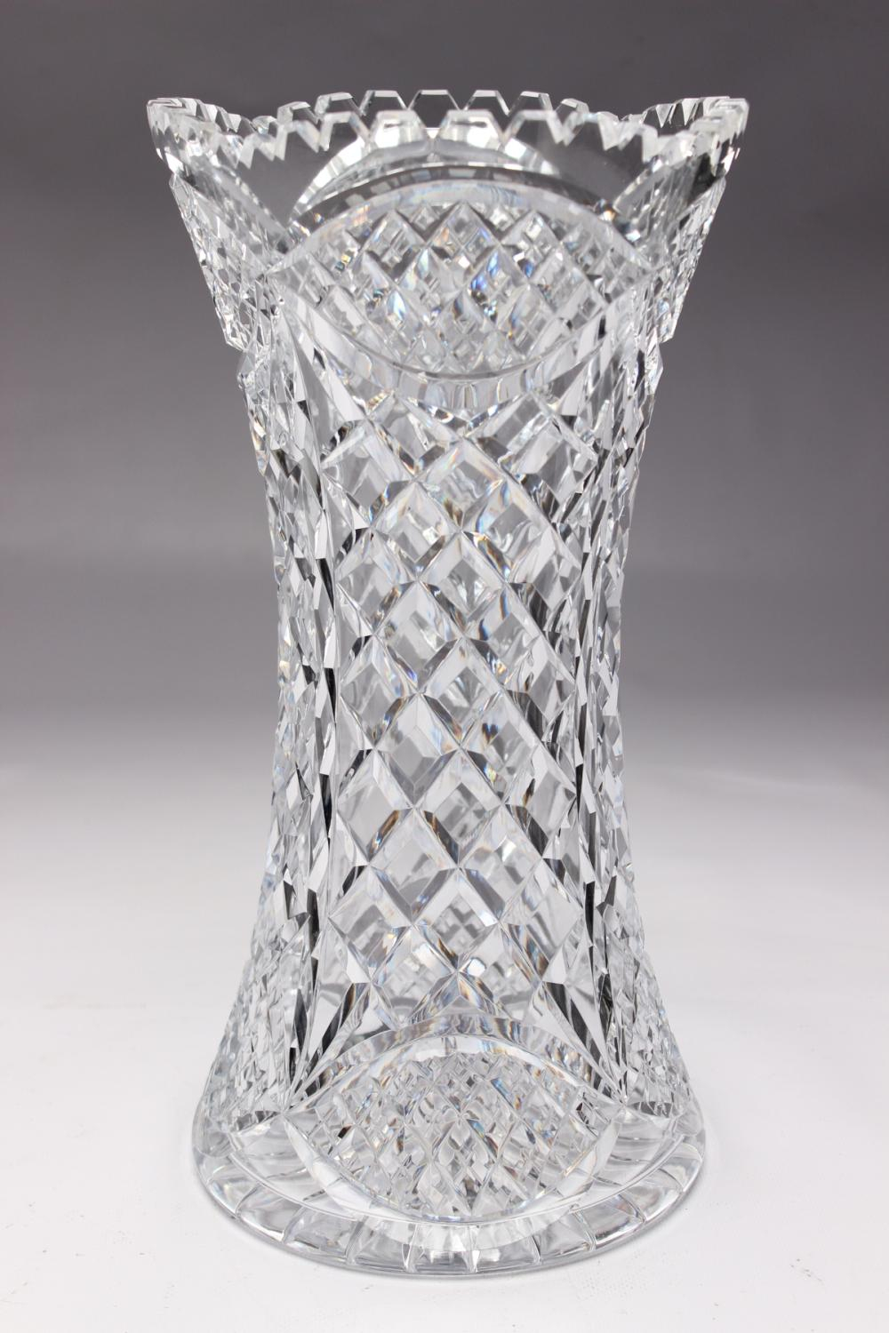 A Large Fine Diamond Cut Crystal Vase H 37cm for sizing 1000 X 1500