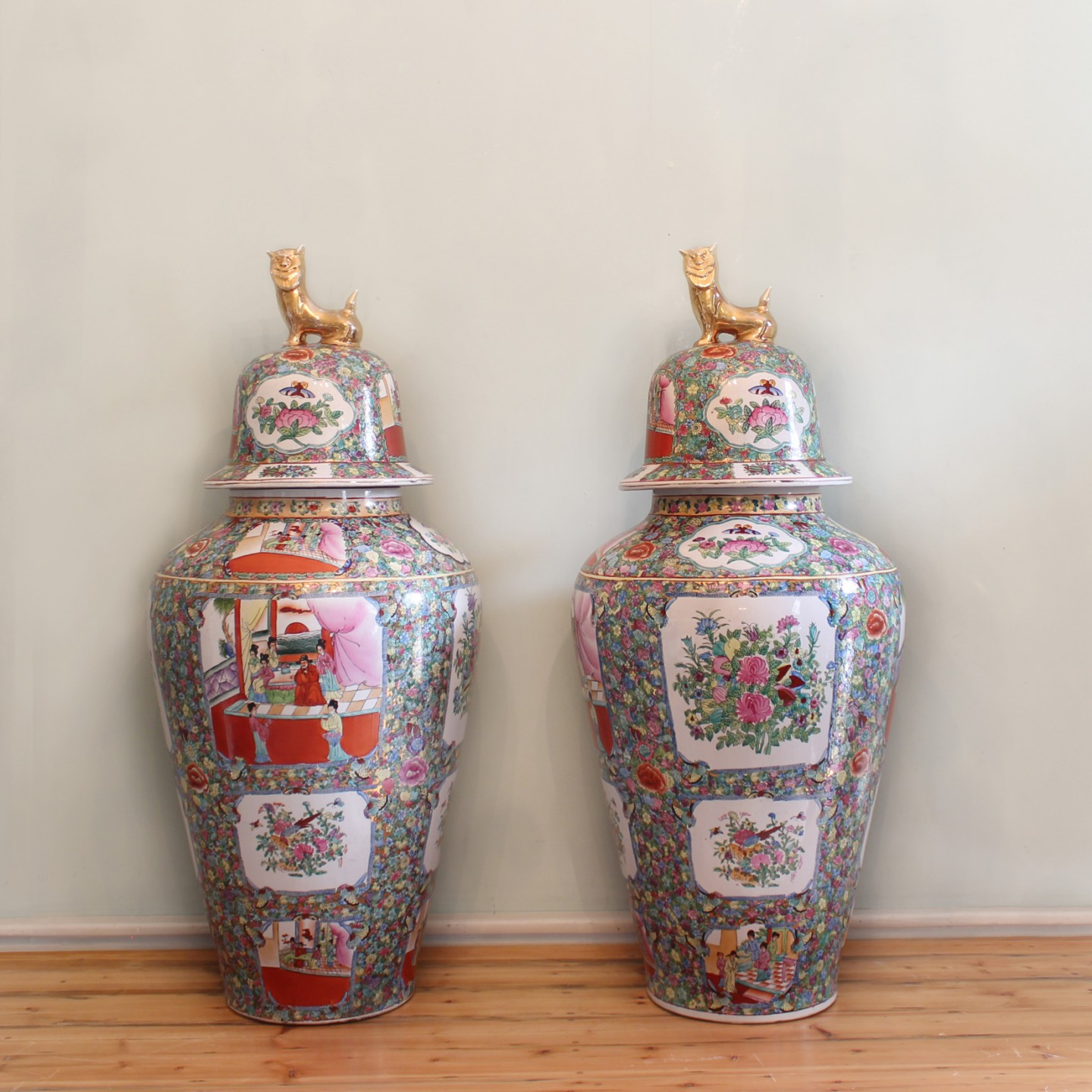 A Pair Of Large Chinese Canton Famille Rose Vases And Covers pertaining to sizing 1440 X 1440