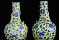 A Pair Of Yellow Ground Vase With Blue Flowers And Small regarding measurements 2132 X 2400