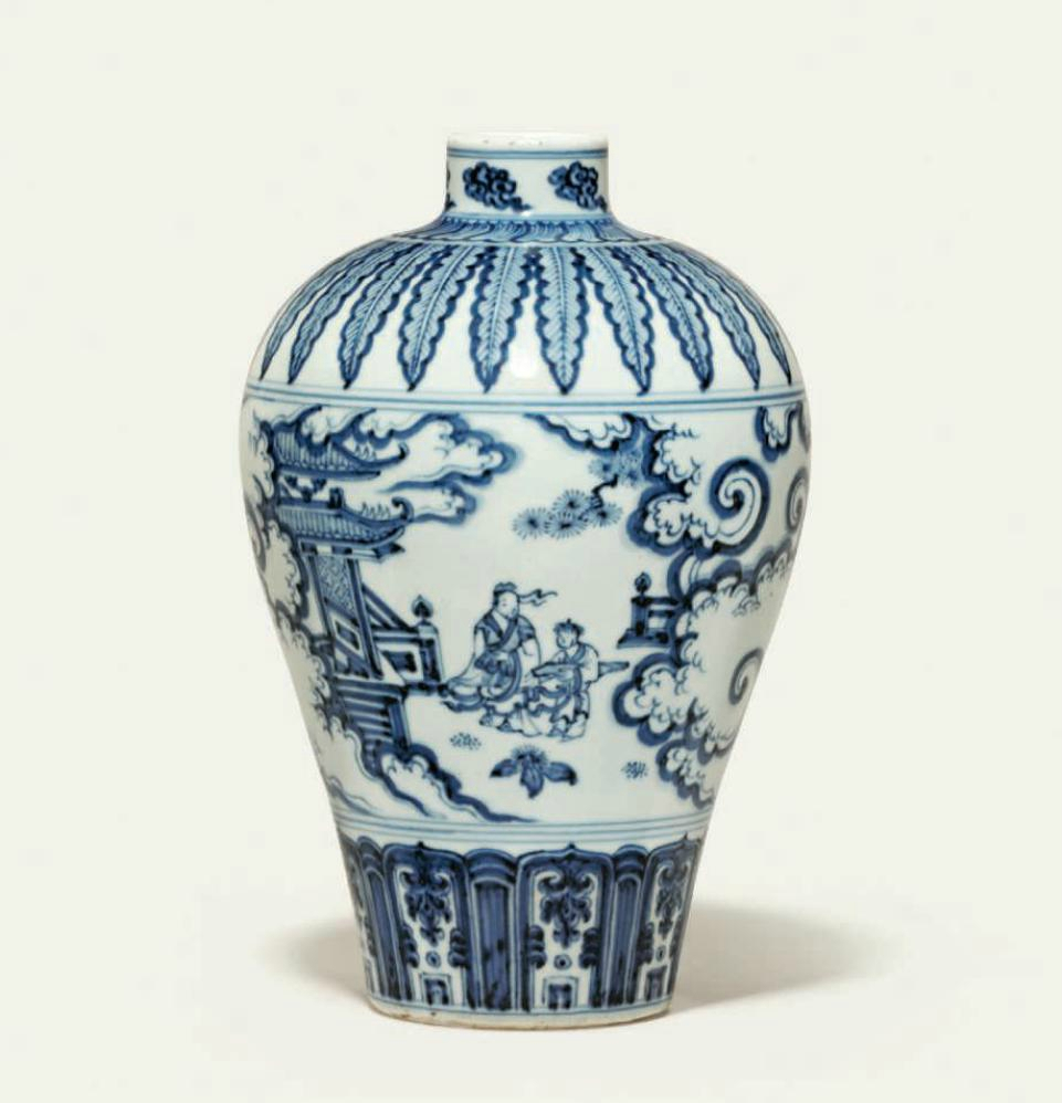 A Very Rare Blue And White Vase Meiping Ming Dynasty 15th with sizing 961 X 998