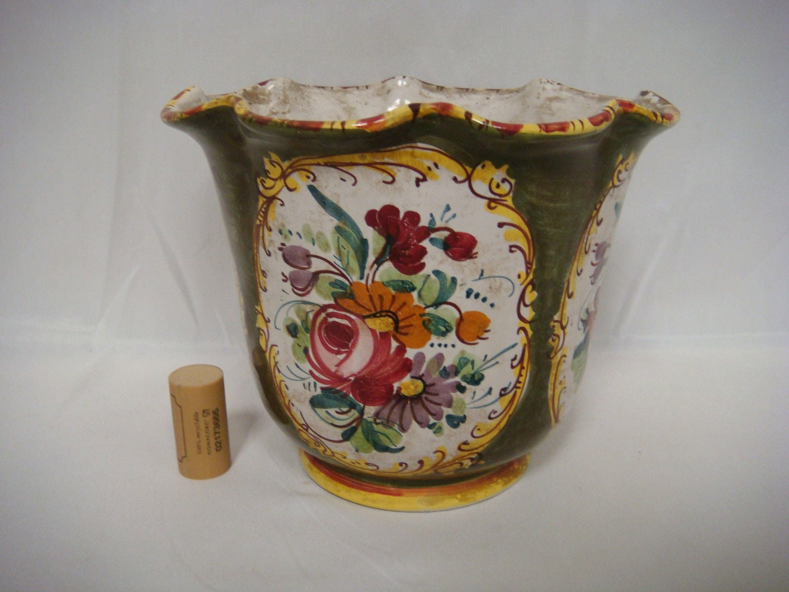 Ancien Cache Pot En Faence Made In Italy Dcor Floral Peint H 16 Cm Ve160 intended for size 1600 X 1200