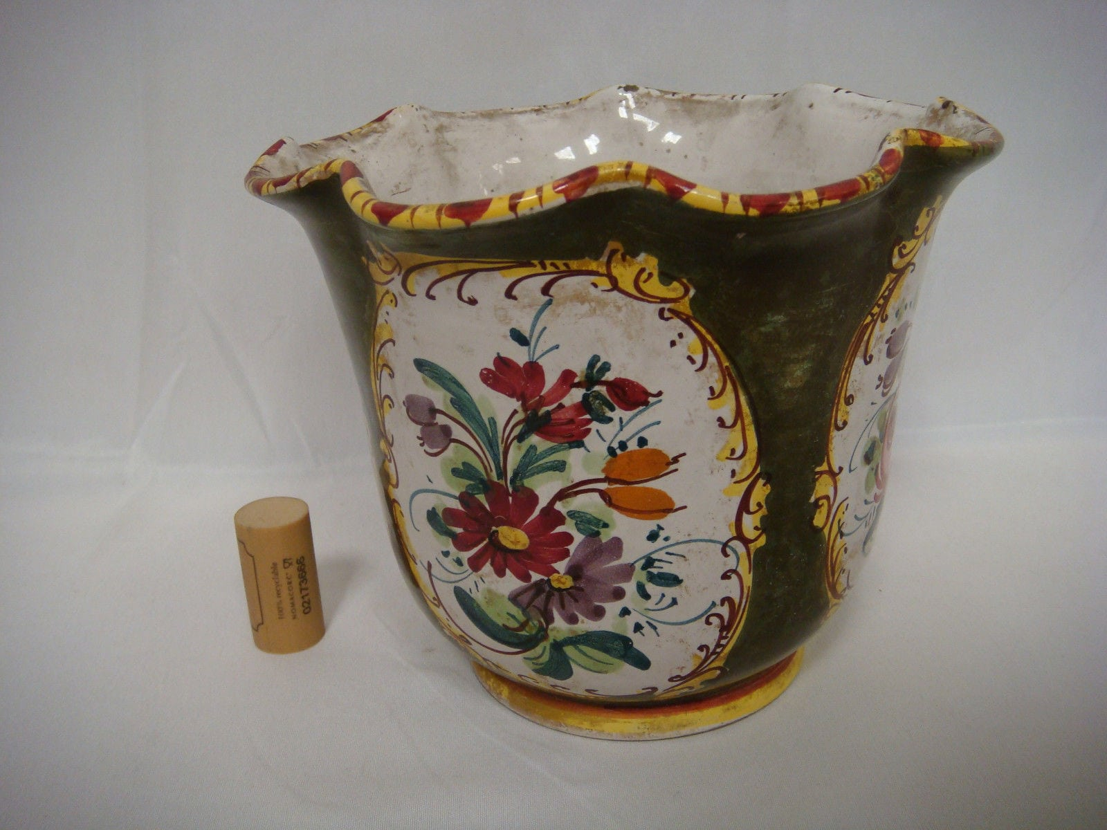 Ancien Cache Pot En Faence Made In Italy Dcor Floral Peint H 16 Cm Ve160 regarding dimensions 1600 X 1200