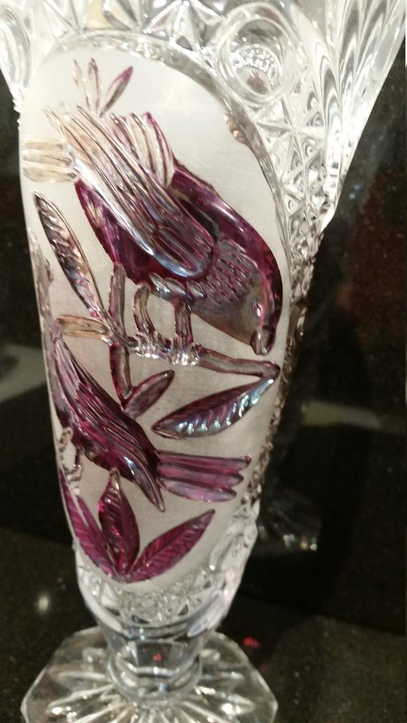 Anka 30 Lead Crystal 10 Vase Purple Bird Made In Italy intended for sizing 794 X 1411