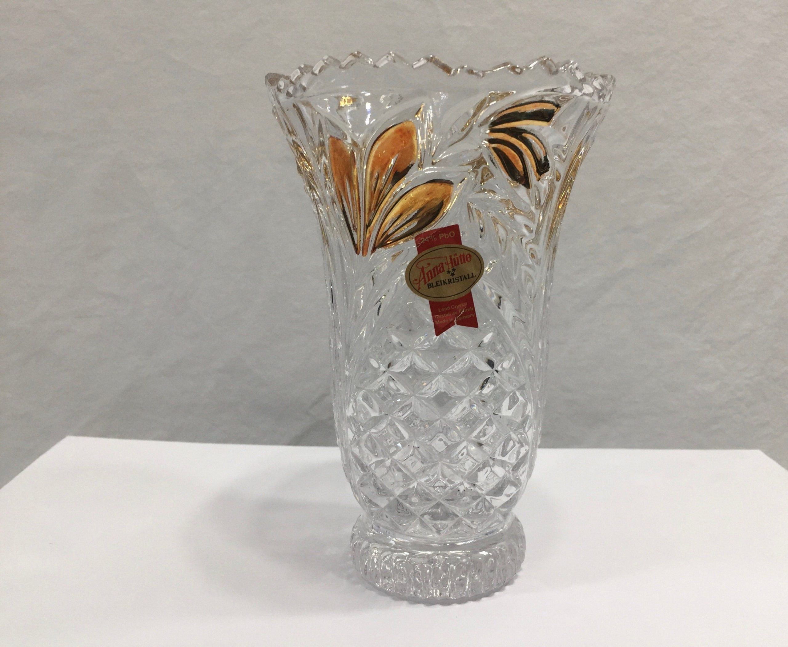 Anna Hutte Bleikristall 24 Lead Crystal Vase With Gold Trim intended for proportions 2980 X 2448