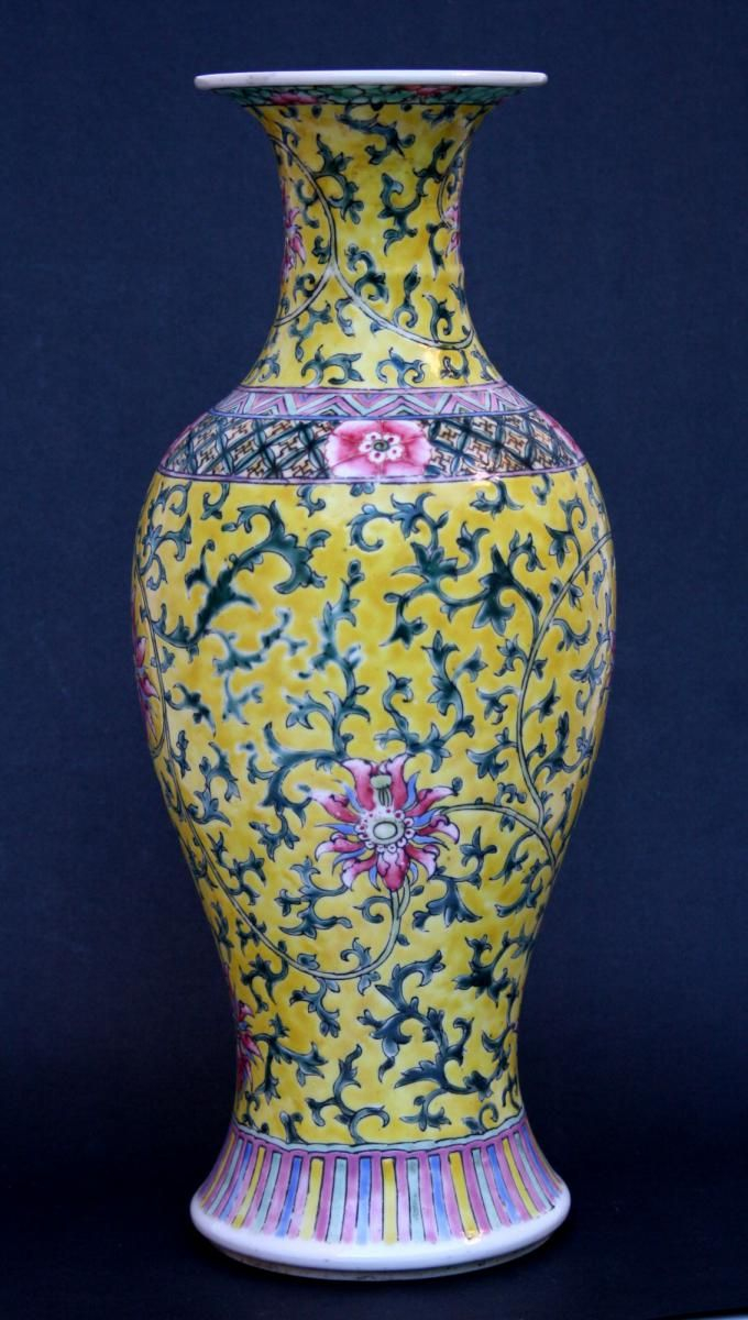 Antique Chinese Famille Rose Yellow Porcelain Vase Chine intended for size 680 X 1200