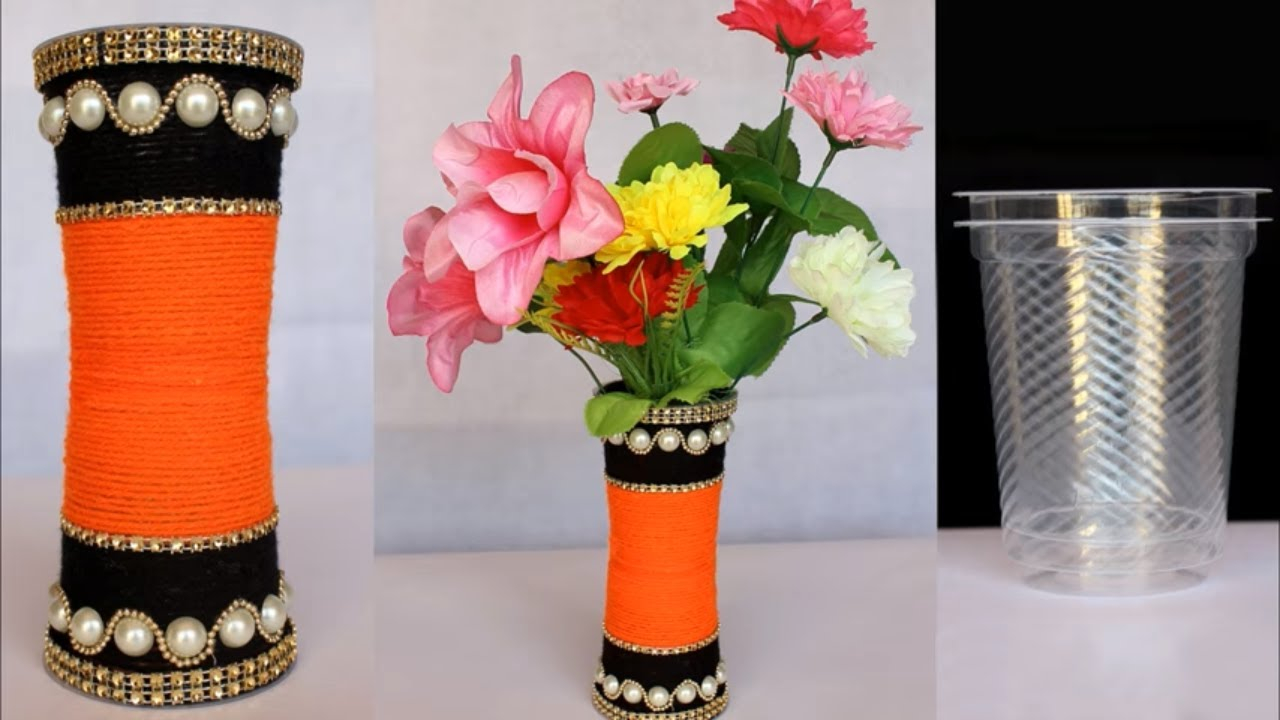 Beautiful Flower Vase Making At Home Handmade Craft Idea Beat Out Of Waste Idea Diy throughout proportions 1280 X 720