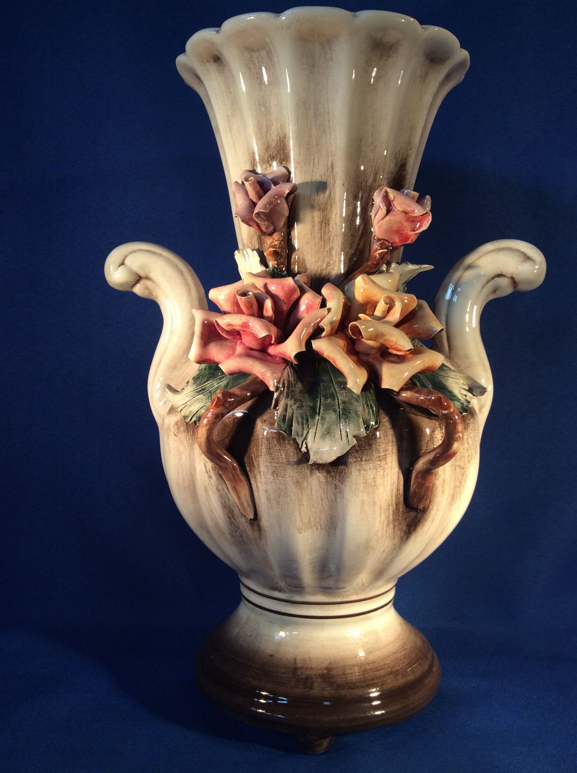 Beautiful Vintage Capodimonte Vaseurn With Yellow And Pink with sizing 1936 X 2592