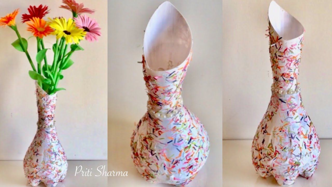 Best Out Of Waste Plastic Bottle Flower Vase 2 Diy regarding proportions 1280 X 720