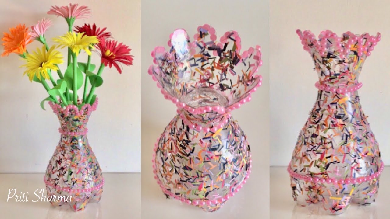 Best Out Of Waste Plastic Bottle Flower Vase Diy Plastic Bottle Craft Idea Priti Sharma in size 1280 X 720