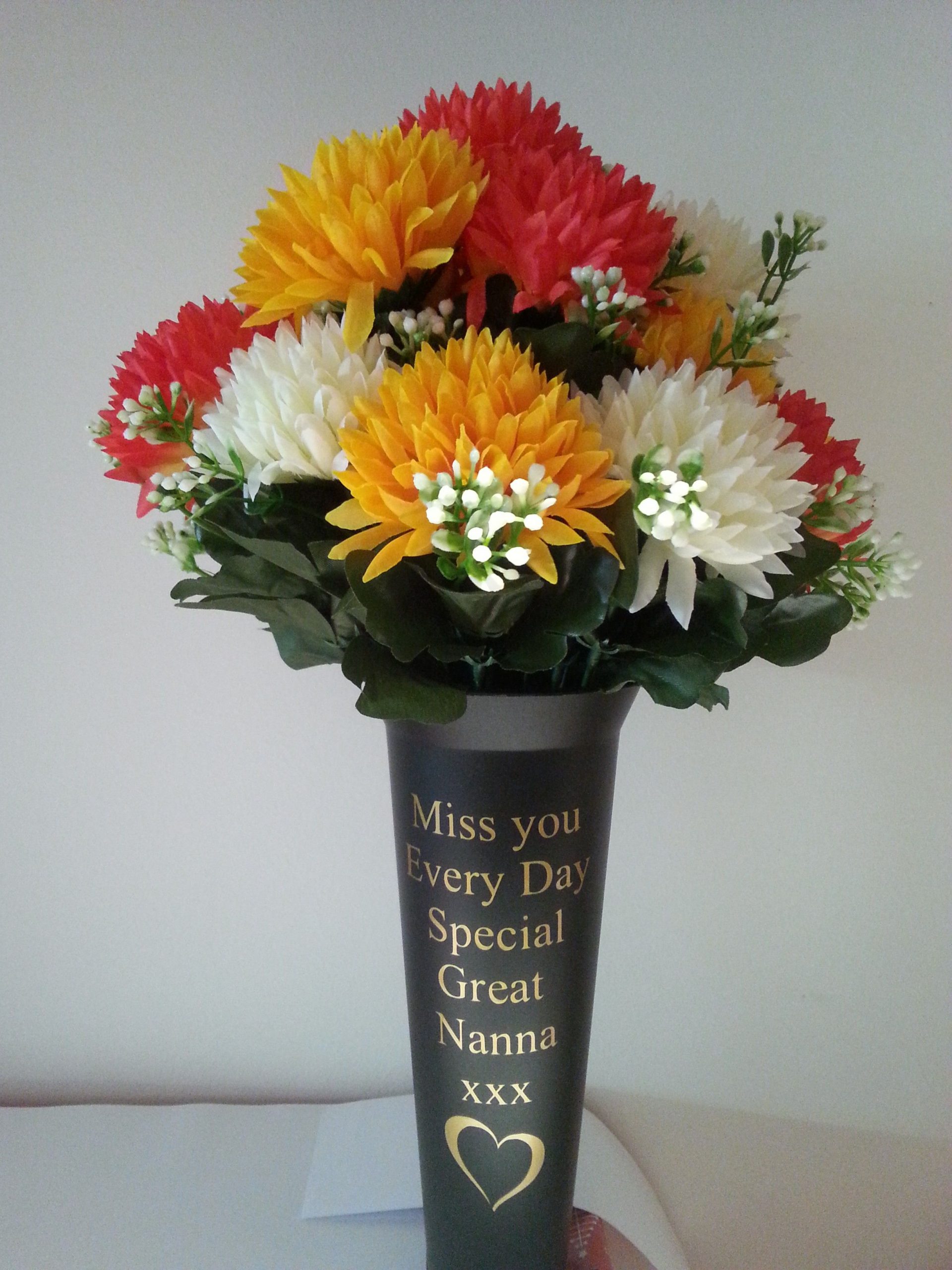 Black Personalised Grave Spike Vase Heart Design Flower inside size 2448 X 3264