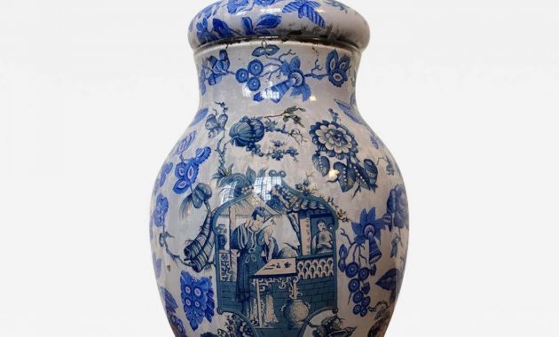 Blue And White Italian Decalcomania Vase With Cover 19th Century pertaining to dimensions 1400 X 1400