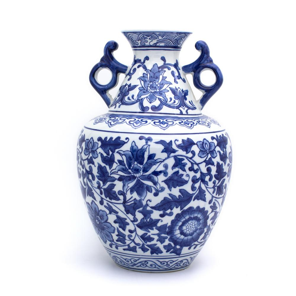 Blue Garden White Lotus 2 Handle Vase with regard to proportions 1000 X 1000