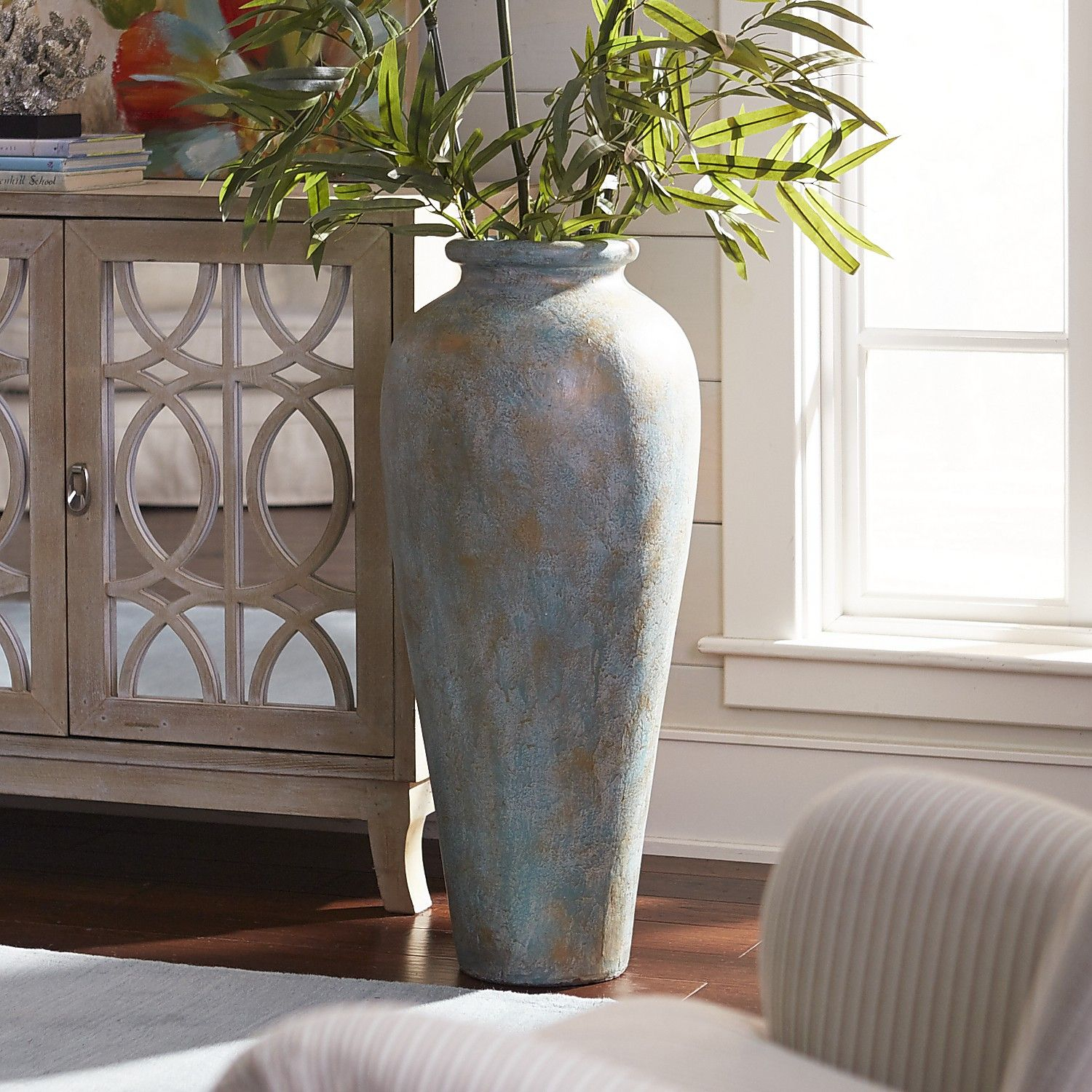 Blue Green Patina Urn Floor Vase Floor Vase Decor Tall for measurements 1500 X 1500