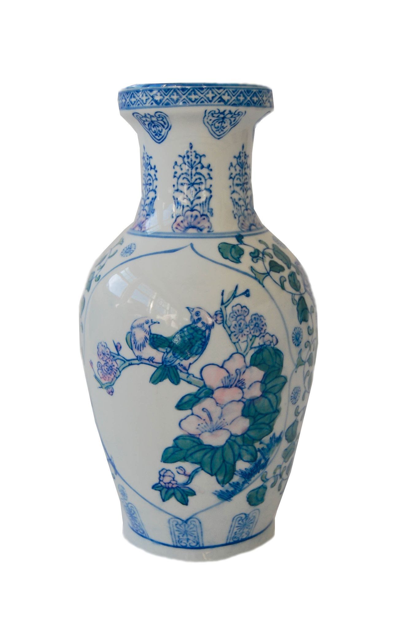 Blue White Vase With Bird And Floral Motif White Vases in proportions 1362 X 2048