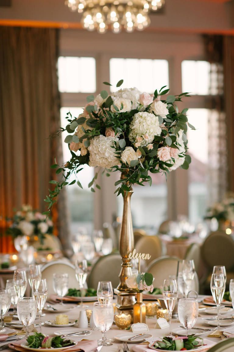 Blush And Gold Wedding Reception Table Decor With Tall White with size 768 X 1153