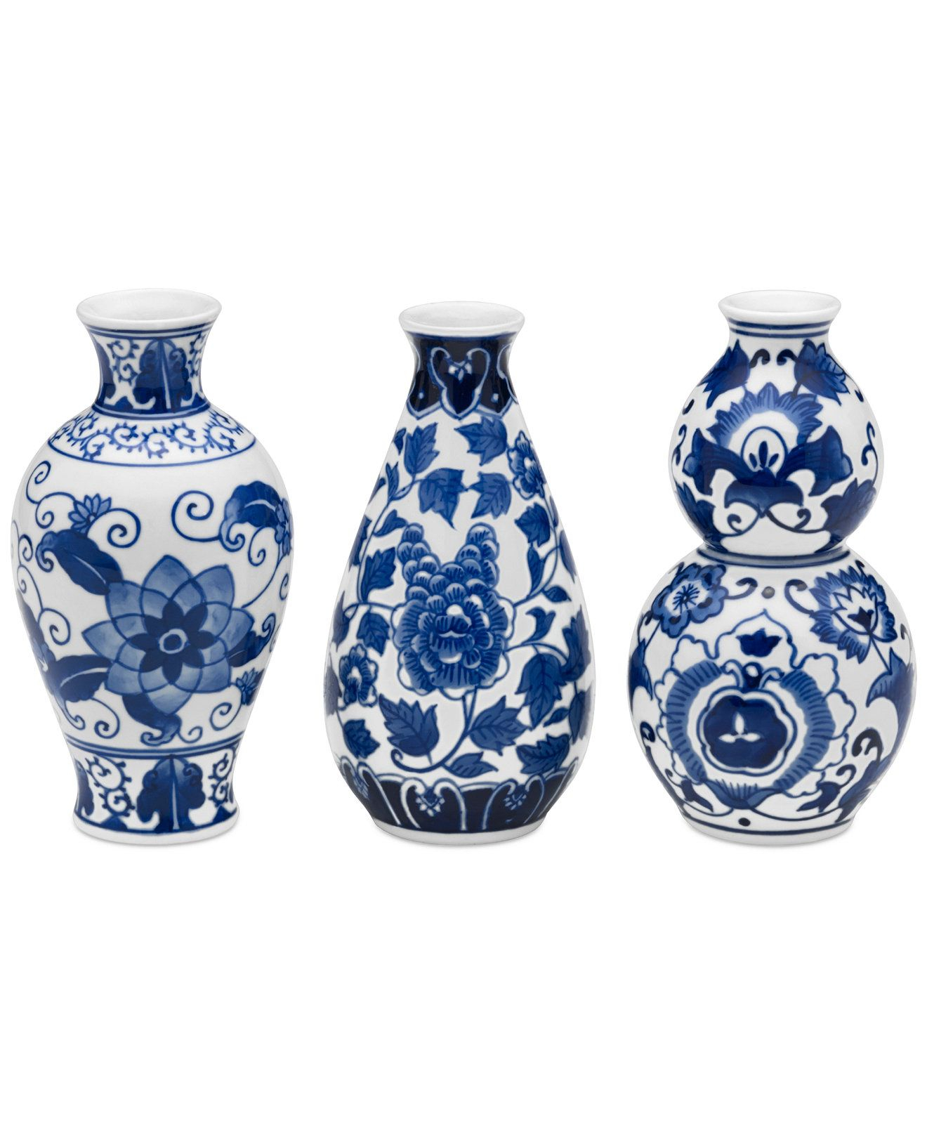 Bombay Set Of 3 Blue And White Ceramic Vases Bowls Vases pertaining to size 1320 X 1616