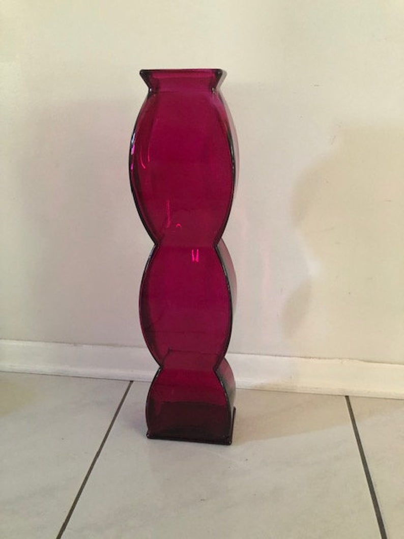 Bright Pink 22 Vase Tall Glass Vase Mid Century Modern Beautiful Vintage Glass Vase Floor Vase Tall Rare intended for proportions 794 X 1059