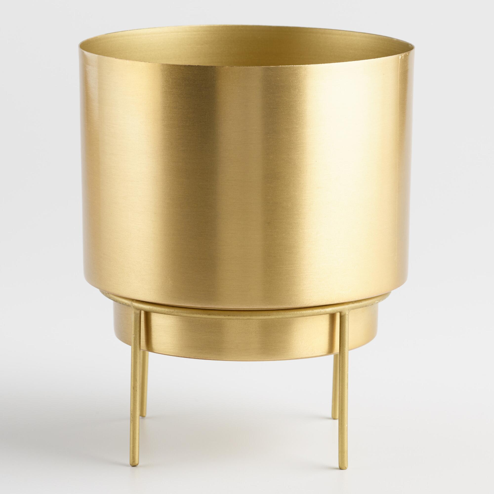 Brushed Gold Planter With Stand Metal Floorplanter regarding sizing 2000 X 2000