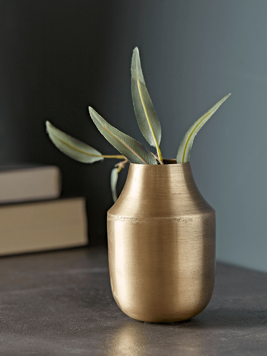 Brushed Gold Vase Small for proportions 900 X 1200