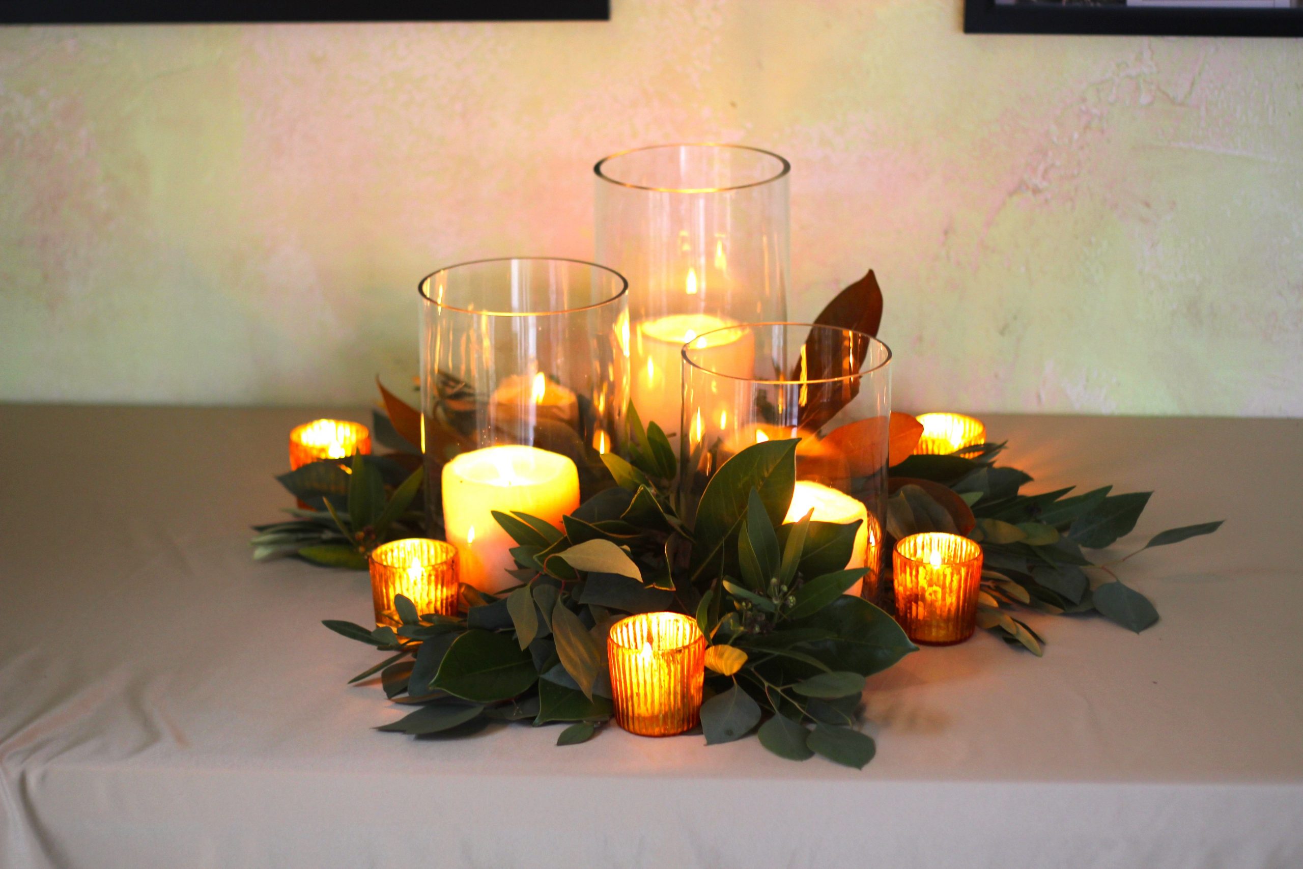 Candle Centerpiece Inspiration Trio Of Pillar Candles In throughout proportions 5184 X 3456