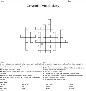 Ceramics Vocabulary Crossword Wordmint inside measurements 1121 X 1192