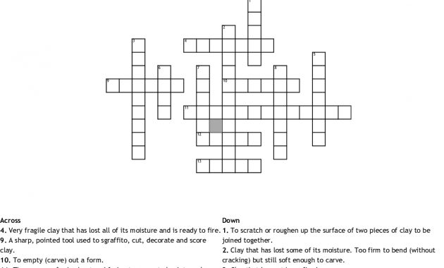 Ceramics Vocabulary Crossword Wordmint inside measurements 1121 X 1192