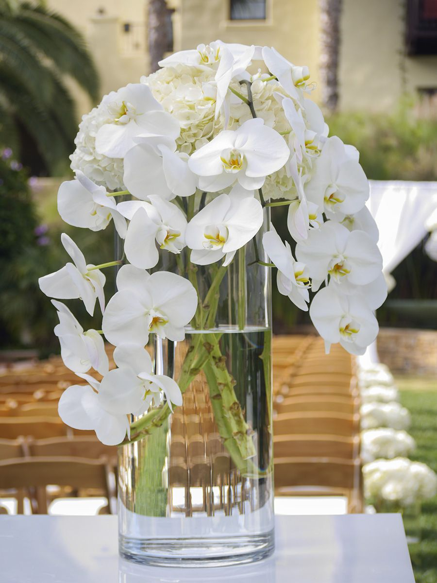 Ceremony Entrance Arrangement Orchids And Hydrangea Tall intended for proportions 900 X 1200