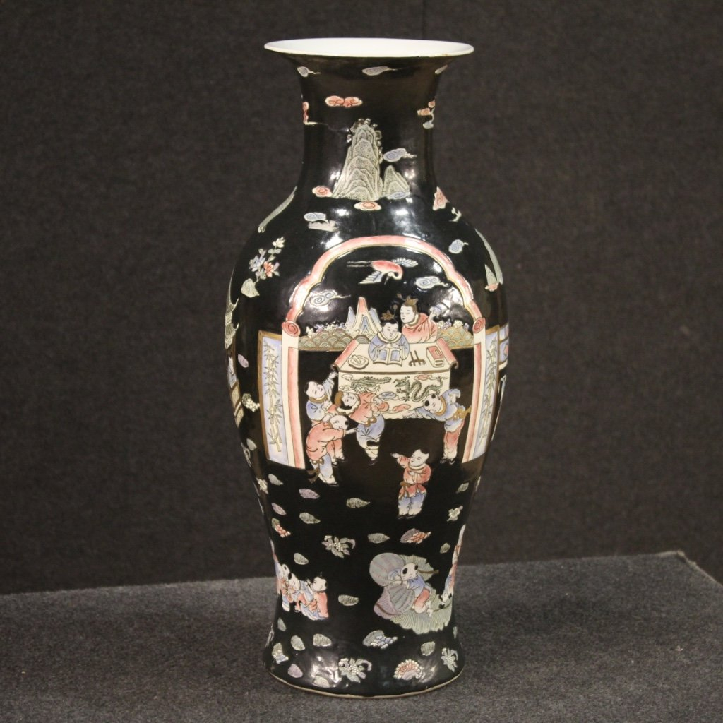 Chinese Vase In Chiseled And Painted Ceramic Other Ceramics regarding measurements 1024 X 1024