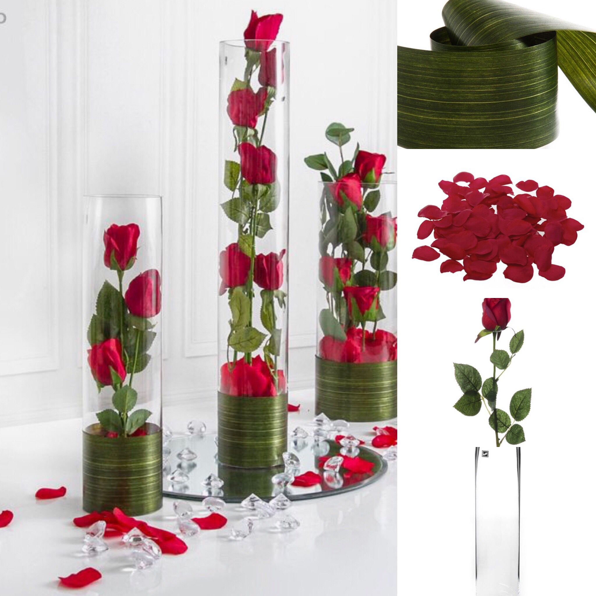 Clear Glass Cylinder Vases Filled With Roses And Scattered for measurements 2048 X 2048