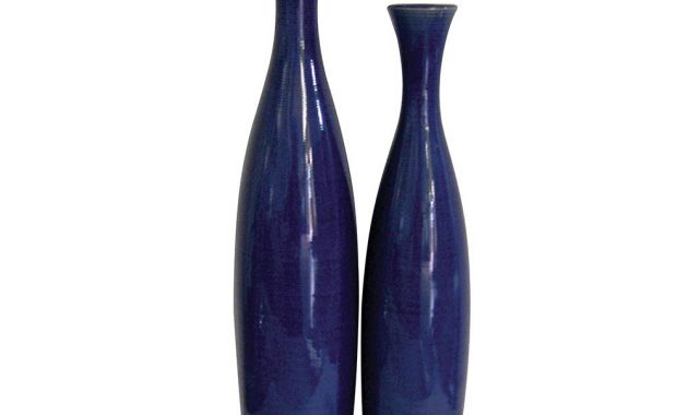 Cobalt Blue Glaze Ceramic Tall Decorative Vases Set Of 2 pertaining to measurements 1000 X 1000