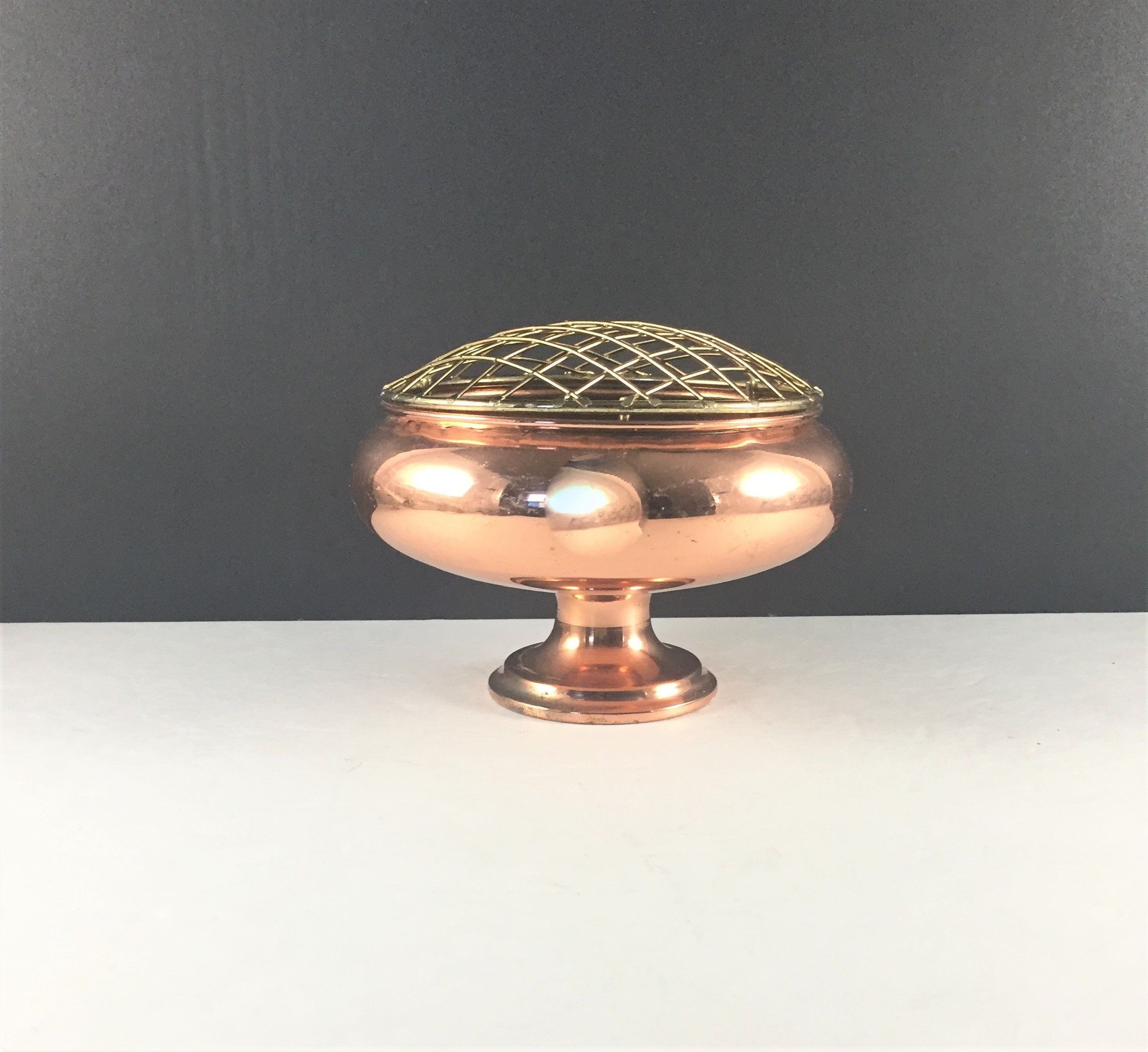 Copper Bowl Copper Floral Vase With Frog Vintage Copper with regard to dimensions 2447 X 2241