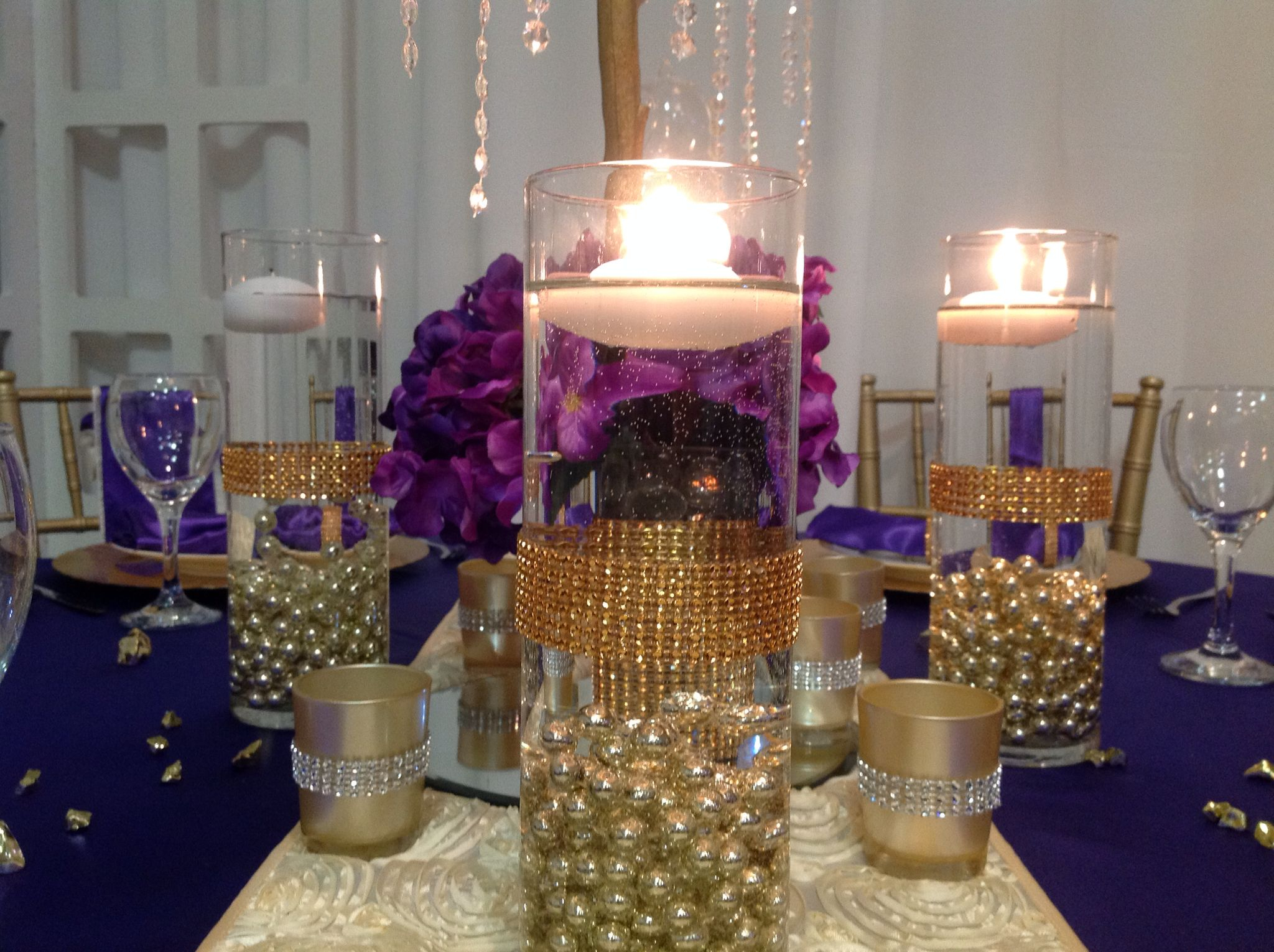 Cylinder Vases With Gold Bling And Floating Candles With inside size 2048 X 1530