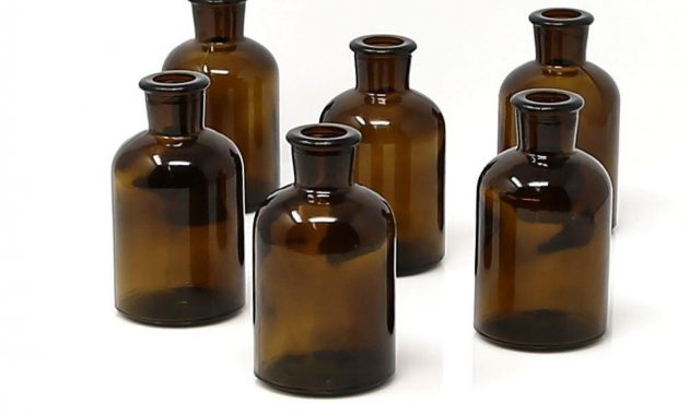 Dark Amber Medicine Bottle Bud Vases Set Of 6 Vases regarding proportions 1800 X 1800