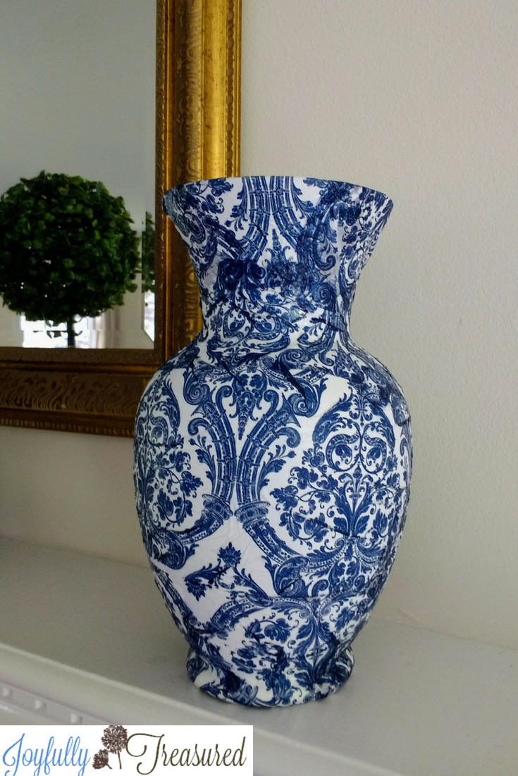 Decoupage Vases With Napkins Blue And White Chinoiserie for proportions 735 X 1102