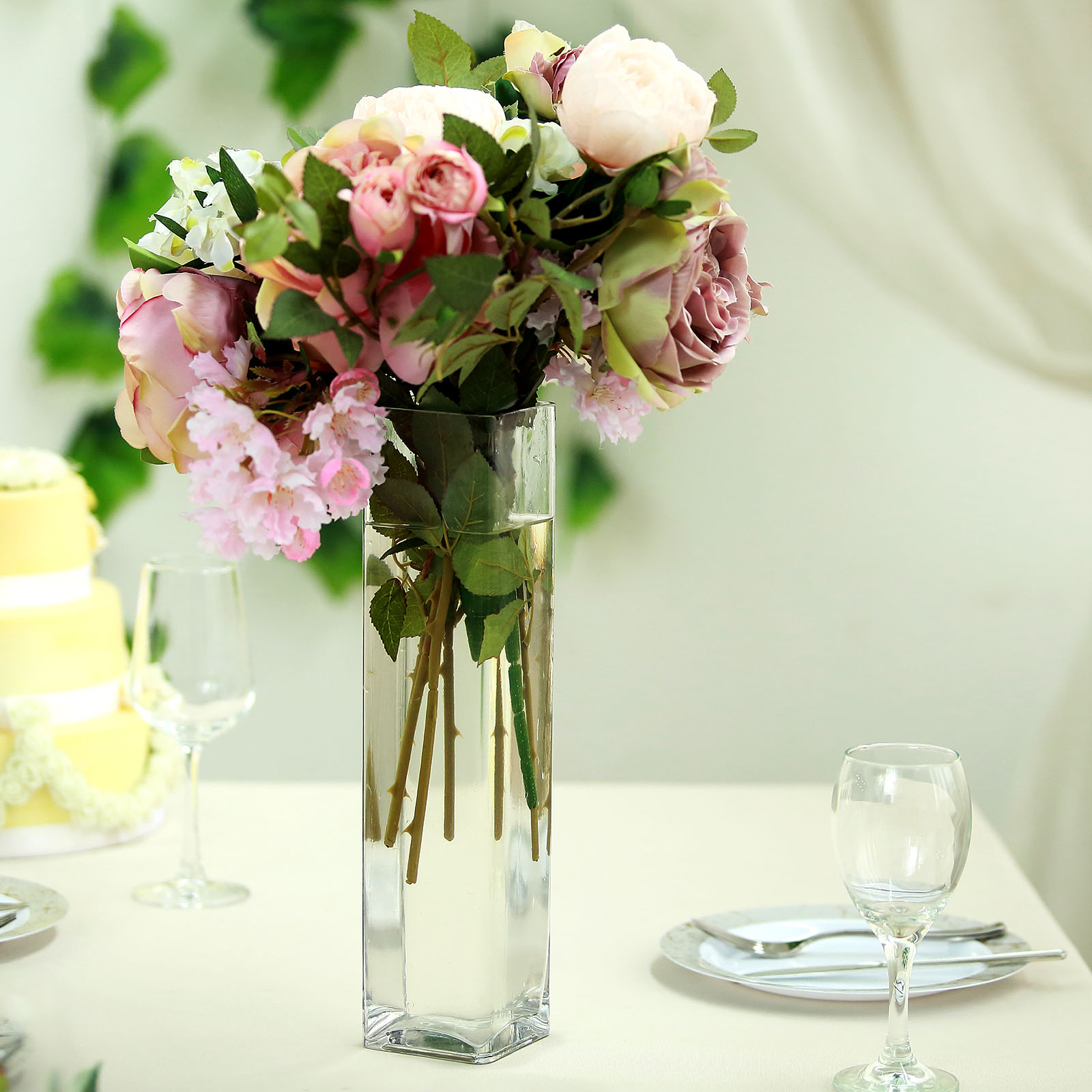 Details About 12 Clear 14 Tall Glass Square Vases Wedding Party Event Centerpieces Supplies throughout sizing 1600 X 1600