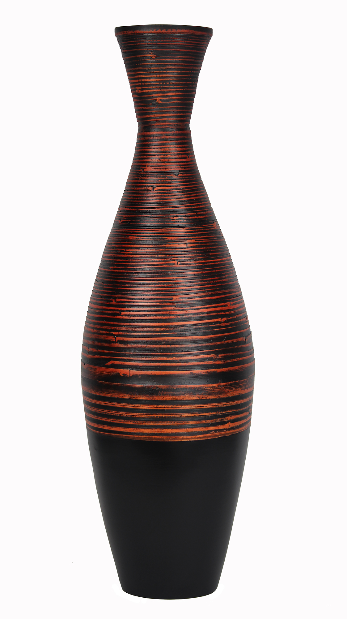 Details About 36 Spun Bamboo Floor Vase Distressed Red Matte Black for size 1123 X 2000