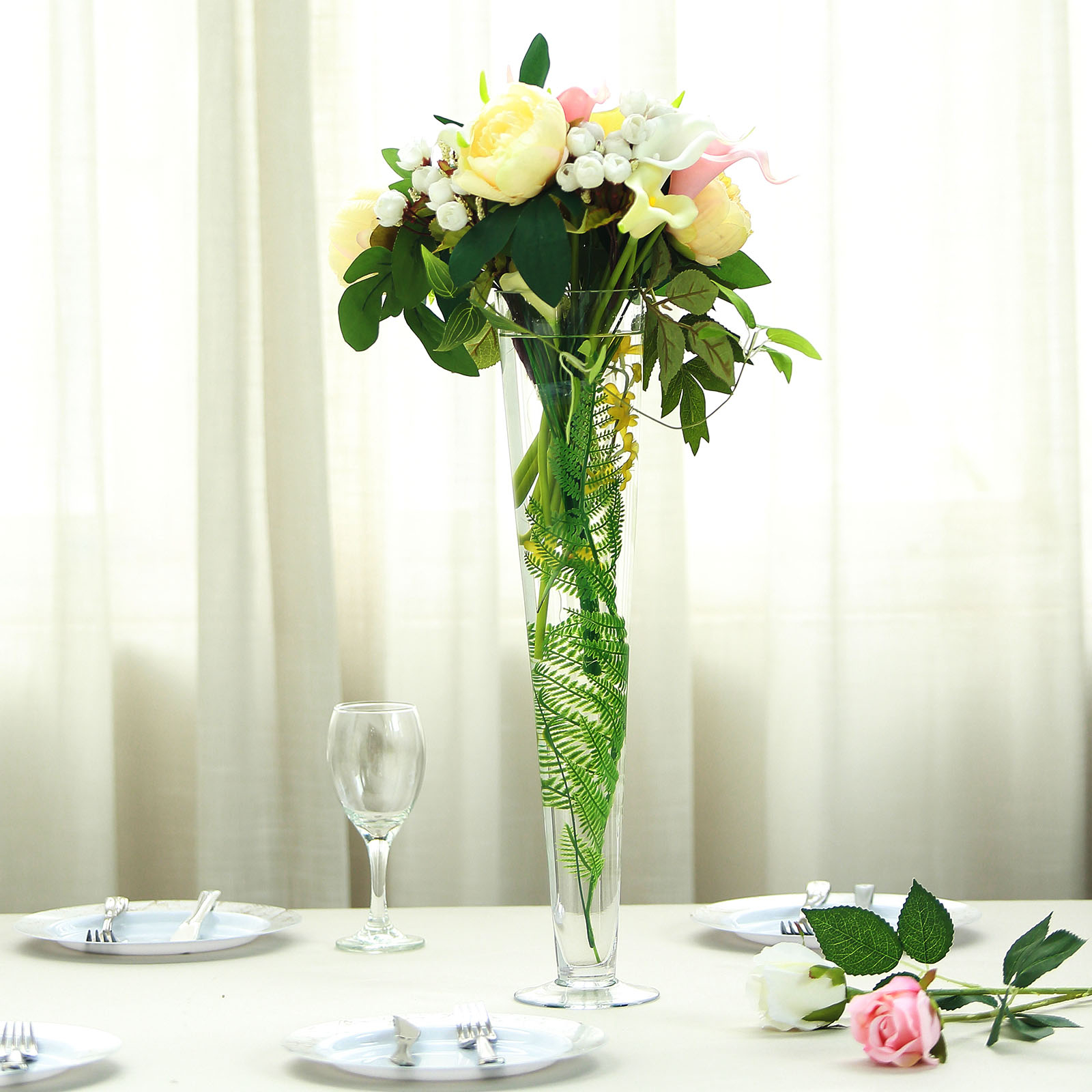 Details About 6 Pcs 20 Tall Clear Glass Trumpet Vases Wedding Party Centerpieces Supplies within dimensions 1600 X 1600