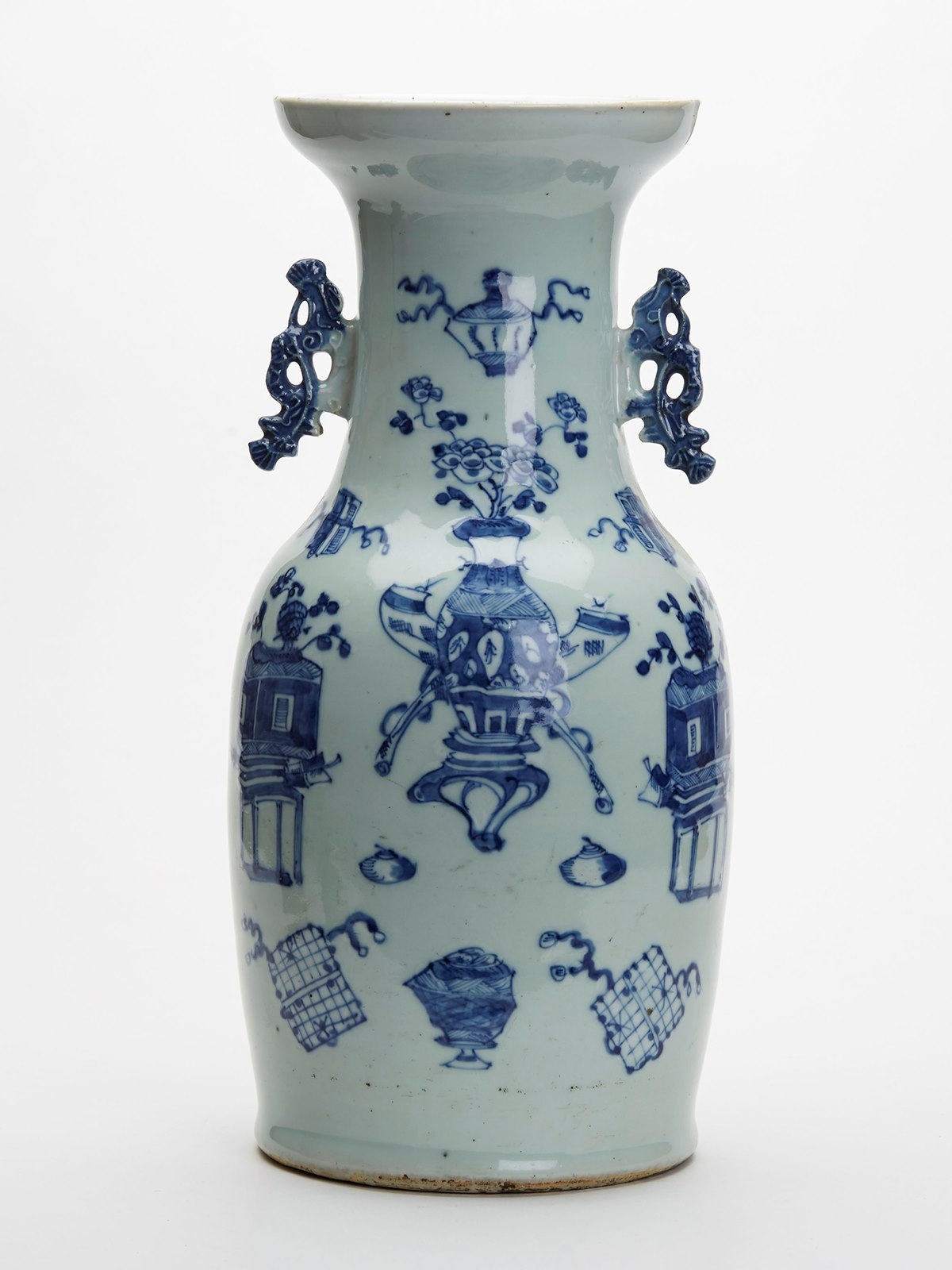 Details About Large Antique Chinese Celadon Blue White Vase 19th C intended for measurements 1200 X 1600