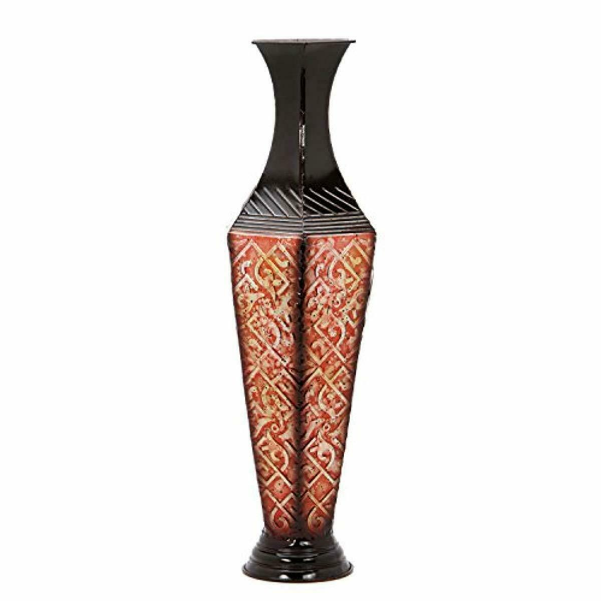 Details About Tall Floor Vase 235 Inch High Rustic Metal Red Black Living Room Home Decor New intended for sizing 1200 X 1200