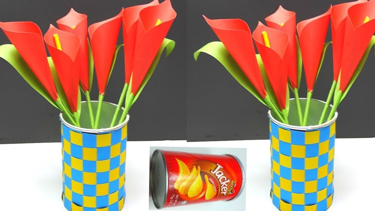 Diy Awesome Paper Flower And Flower Vase With Waste for size 1280 X 720