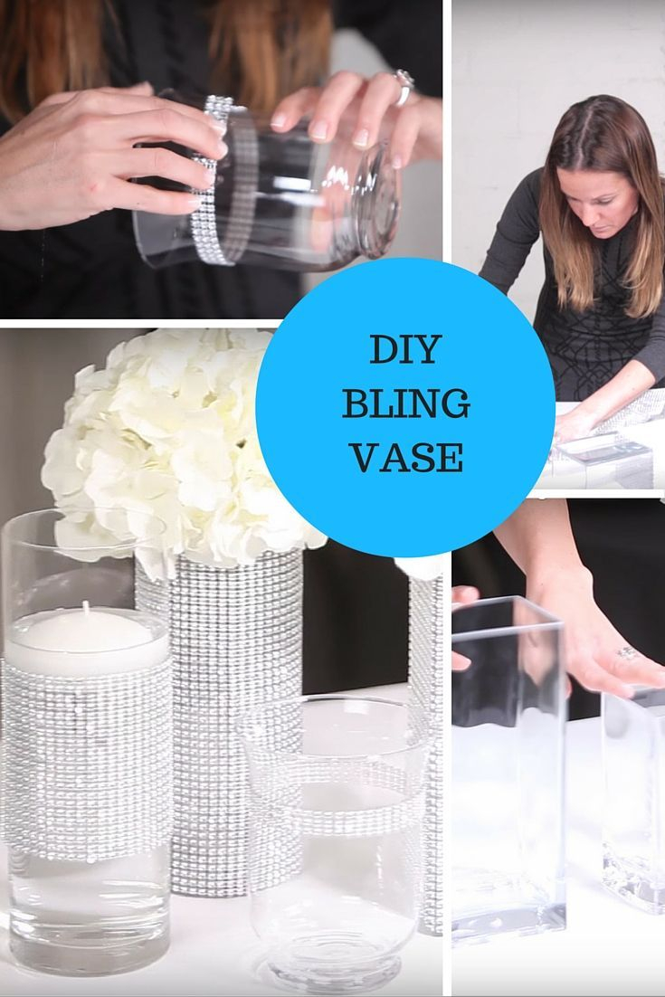 Diy Bling Vase With Rhinestone Mesh Ribbon Diy Wedding regarding size 735 X 1102