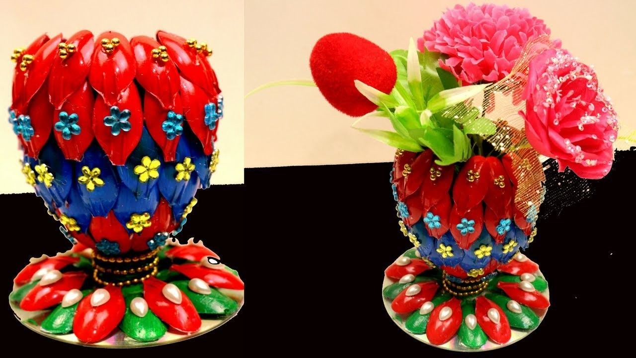 Diy Flower Vase Of Recycled Plastic Spoons Recycling Art intended for sizing 1280 X 720