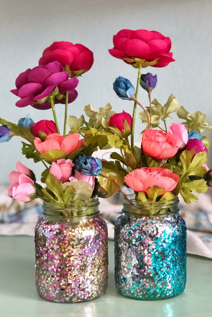 Diy Glitter Flower Vase Vase Crafts Crafts With Glass within size 735 X 1102