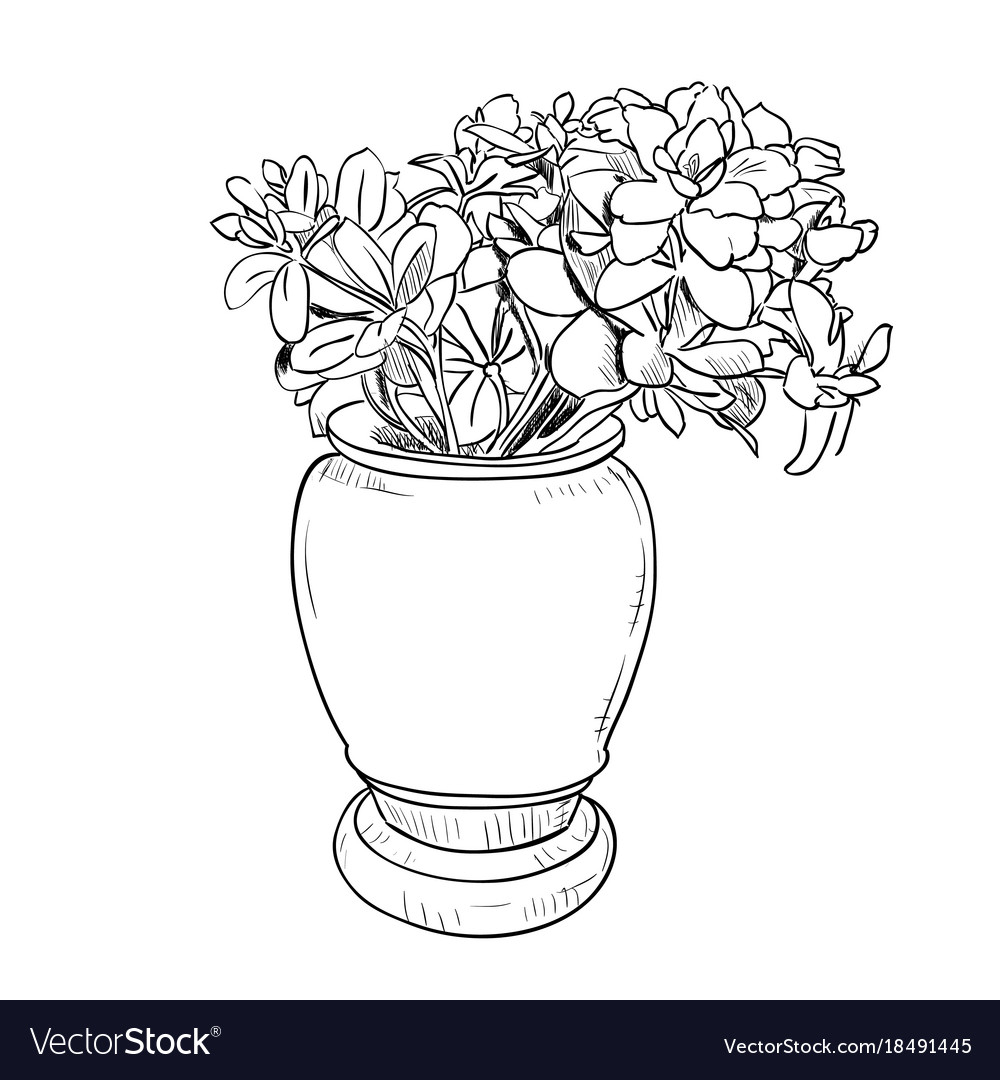 Drawing Sketch Of Vase With Flowers for measurements 1000 X 1080