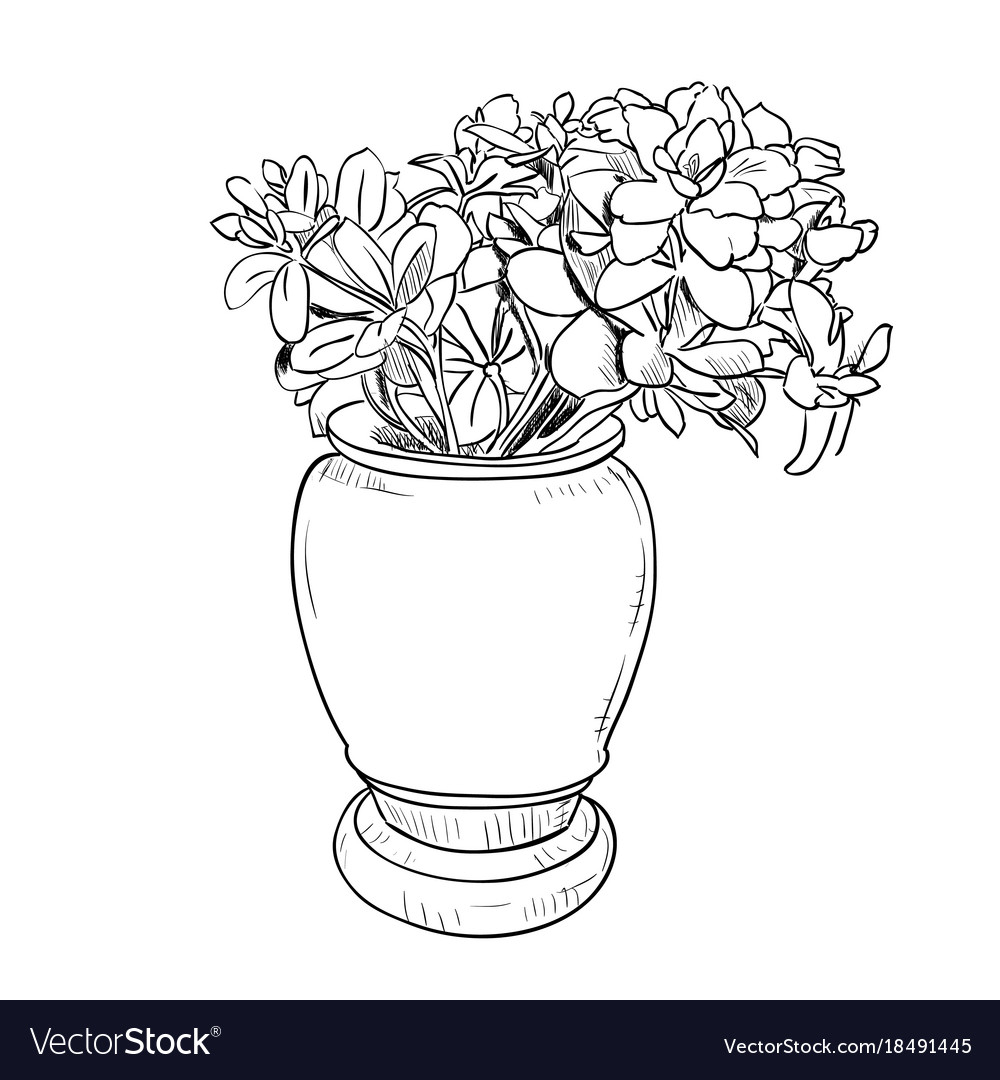 Drawing Sketch Of Vase With Flowers for proportions 1000 X 1080