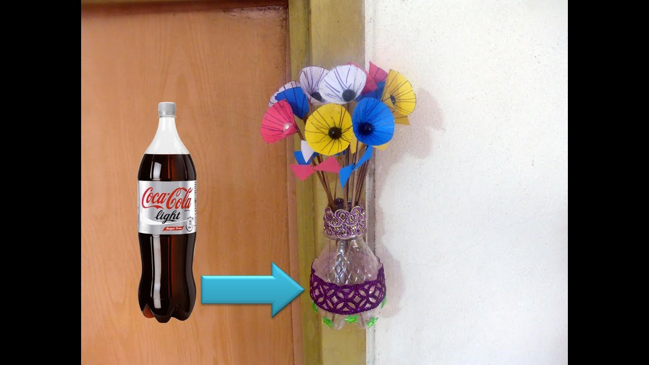 Easy Diy Plastic Bottle Wall Hanging Flower Vase Craft Idea Recycling Plastic Bottles within proportions 1280 X 720