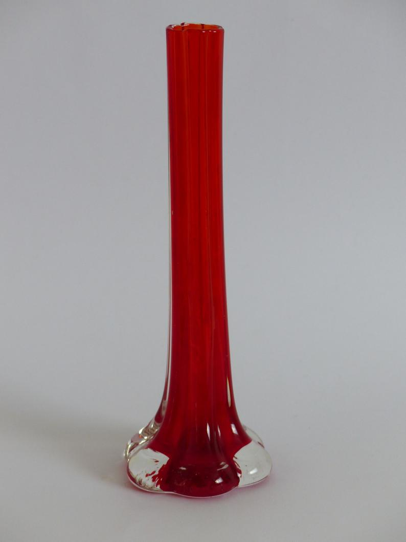 Elephant Foot Red Glass Bud Vase 1950s intended for dimensions 794 X 1059